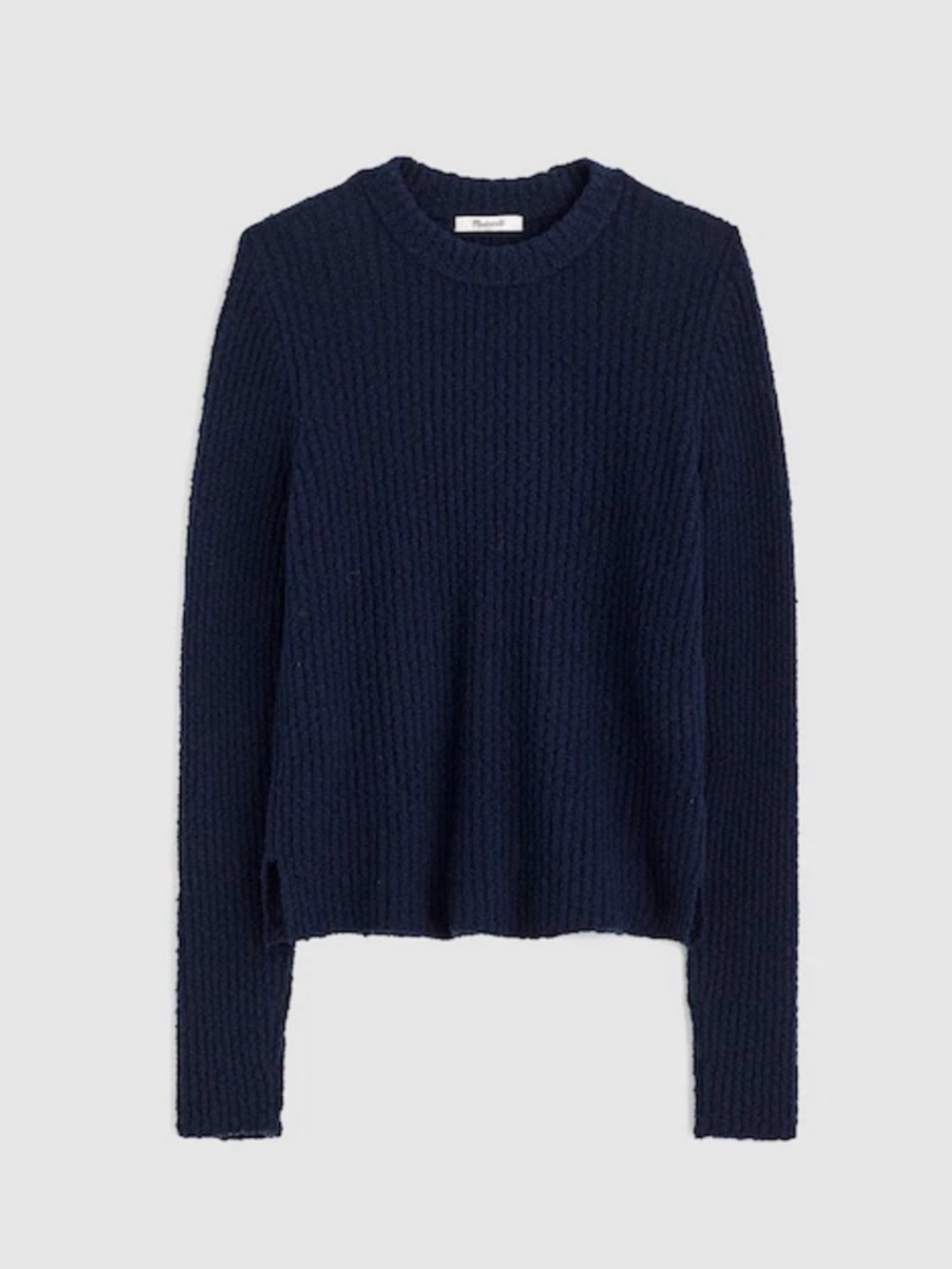 [NWT] MADEWELL Navy Bouclé-Knit Crewneck Sweater